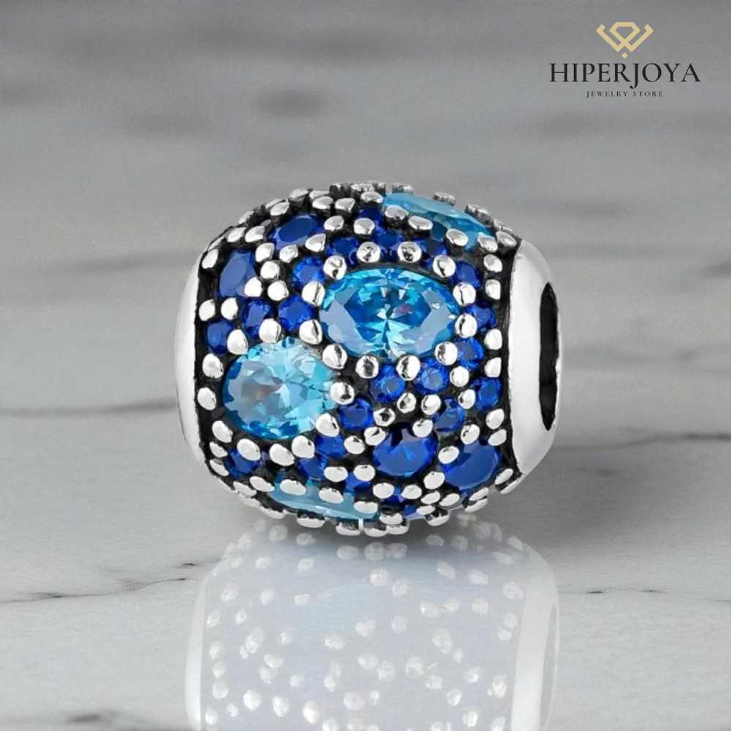 Abalorio destello celeste plata 2