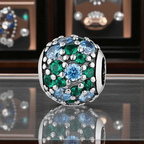 Abalorio destello verdoso plata 