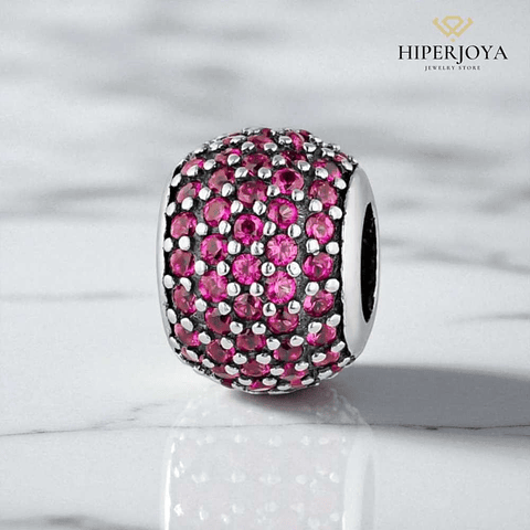 Abalorio destello fucsia plata