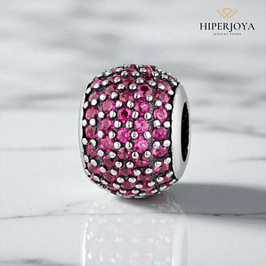 Abalorio destello fucsia plata