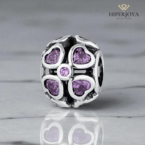 Abalorio amores morado plata