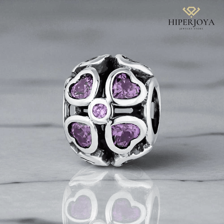 Abalorio amores morado plata 2