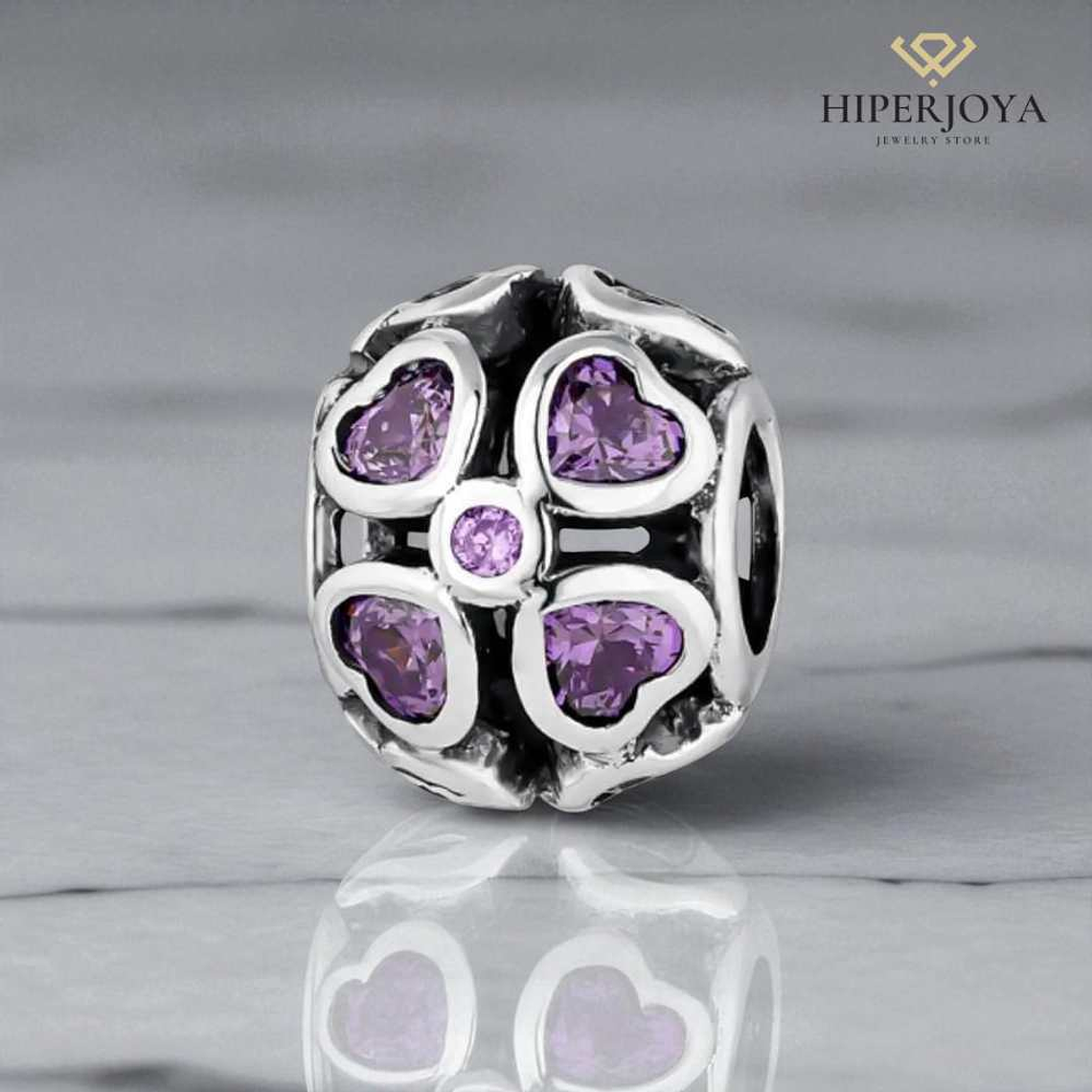 Abalorio amores morado plata 2