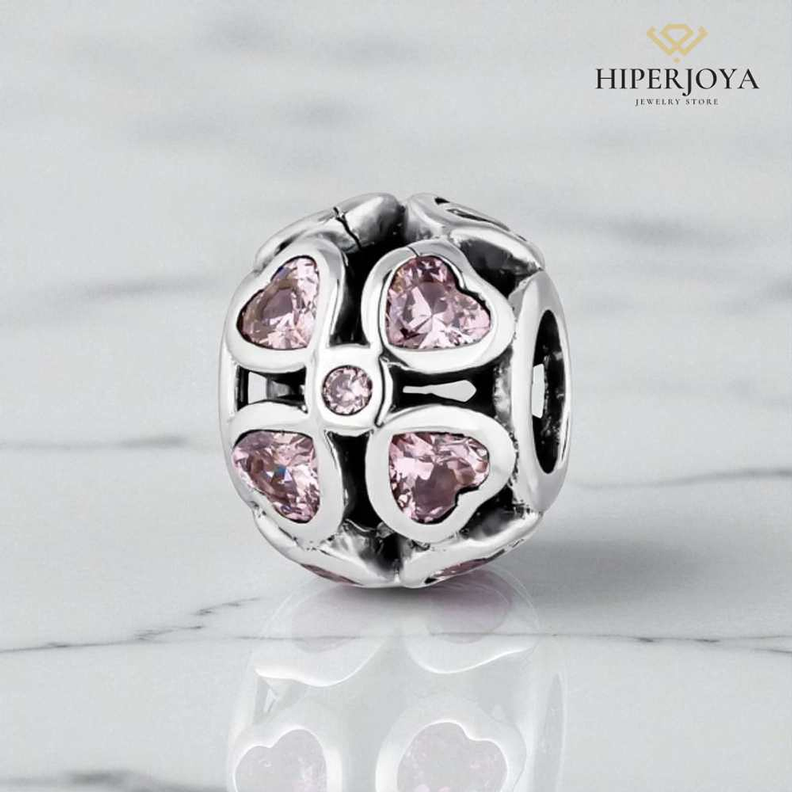 Abalorio amores rosa plata 2