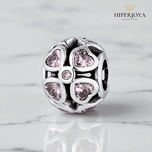 Abalorio amores rosa plata