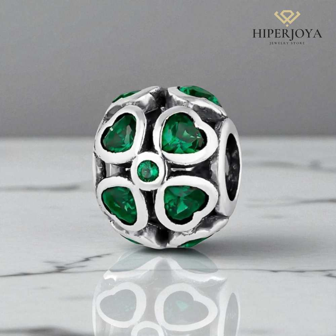 Abalorio amores verde plata 2