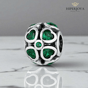 Abalorio amores verde plata