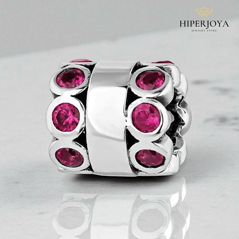 Abalorio senda rosa plata