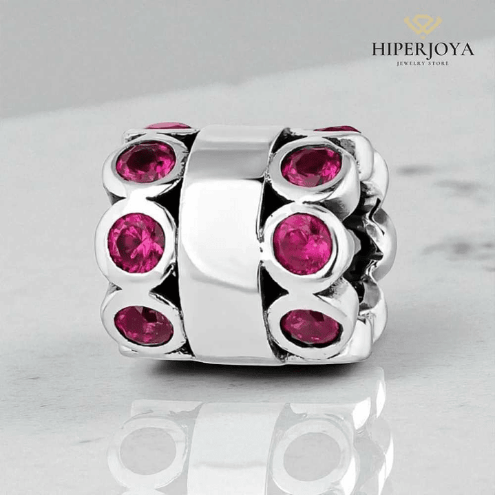 Abalorio senda rosa plata 2