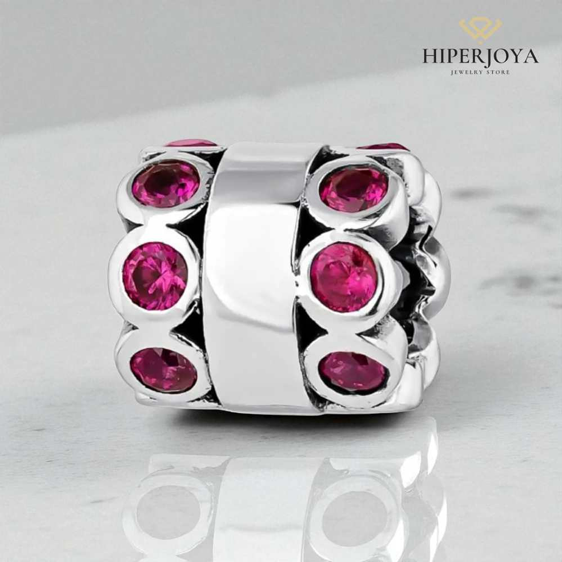 Abalorio senda rosa plata 2