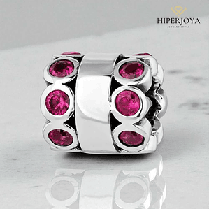 Abalorio senda rosa plata