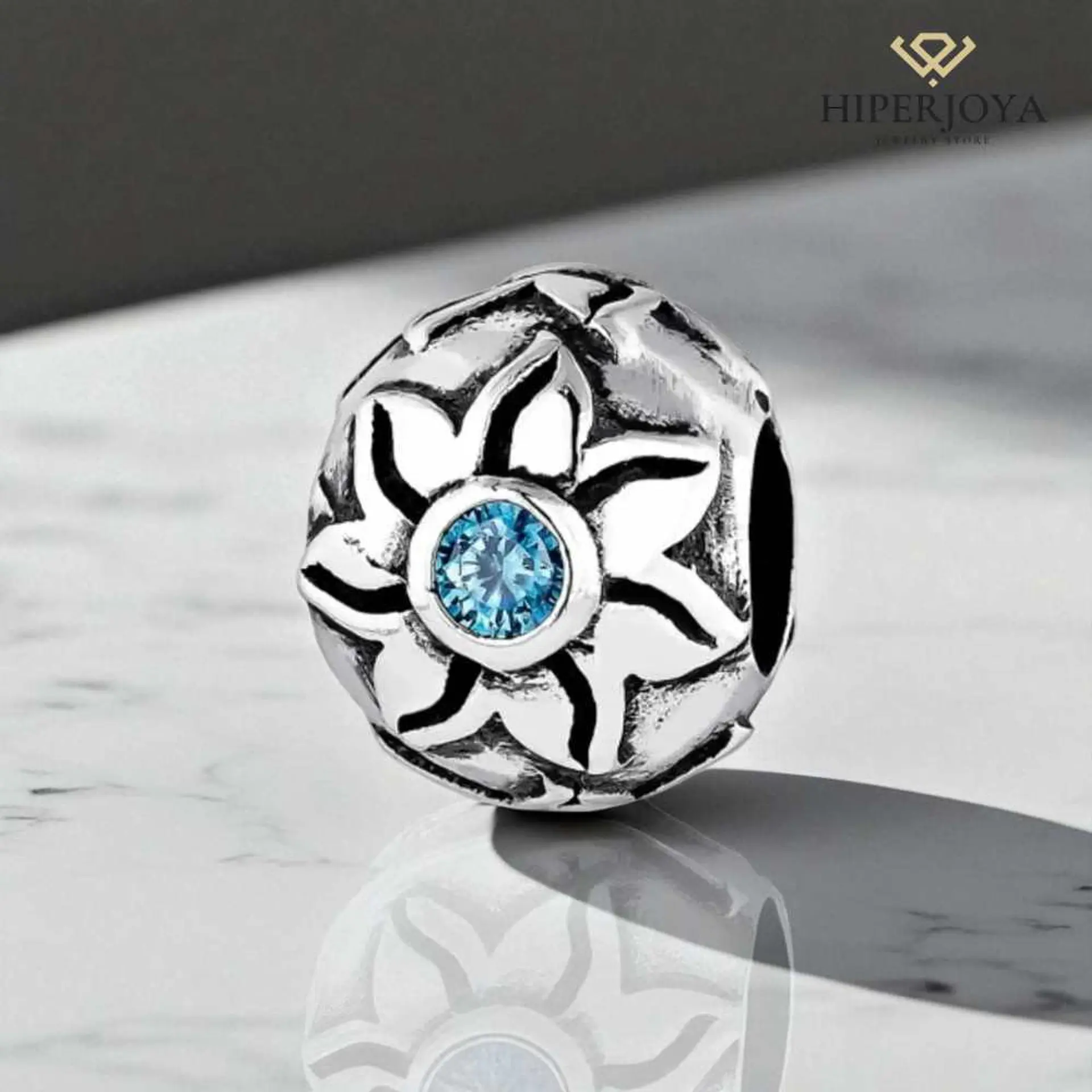 Abalorio aura azul plata 2