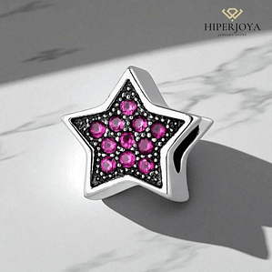 Abalorio estrella fugaz rosa plata