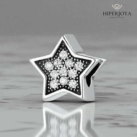 Abalorio estrella fugaz blanca plata 