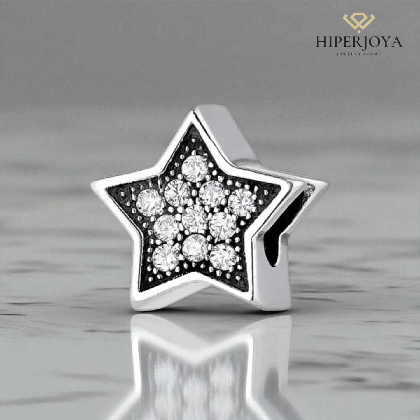 Abalorio estrella fugaz blanca plata  2