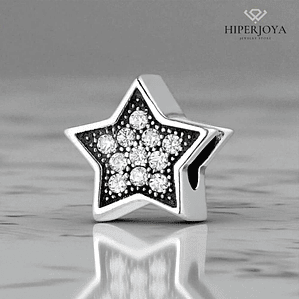 Abalorio estrella fugaz blanca plata 