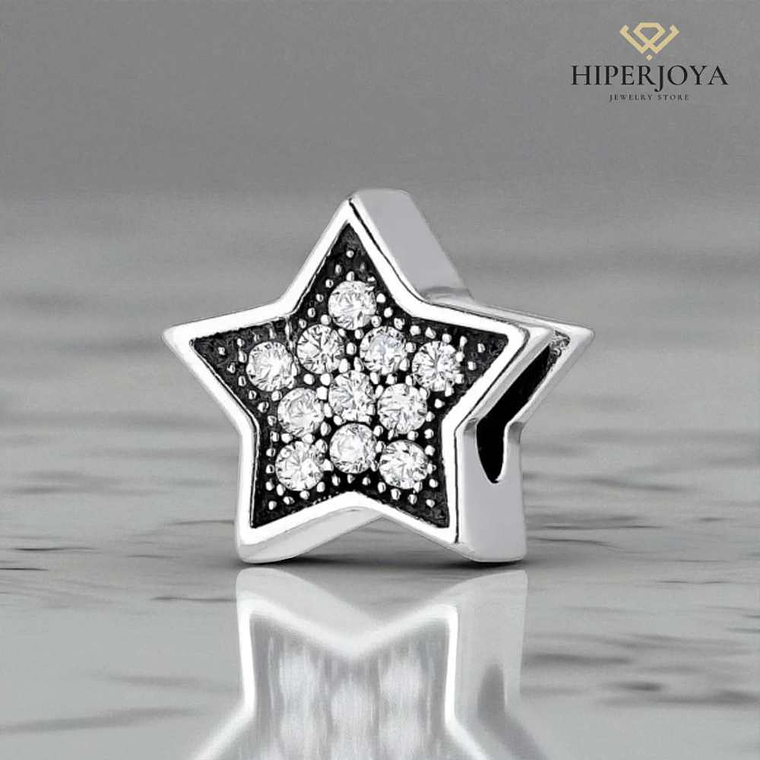 Abalorio estrella fugaz blanca plata  2