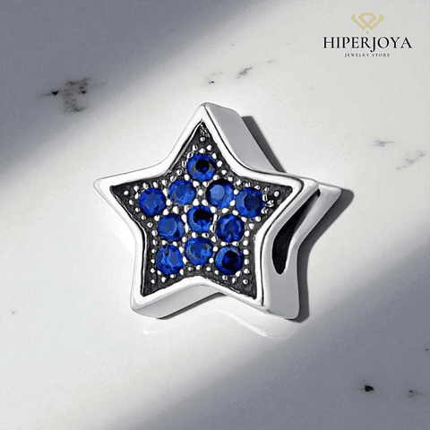 Abalorio estrella fugaz azul plata 