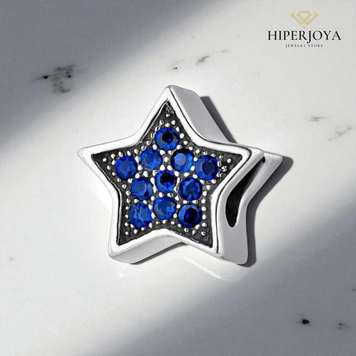 Abalorio estrella fugaz azul plata  2