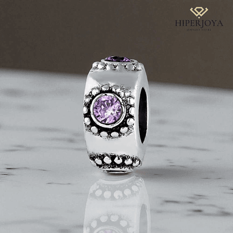 Abalorio emoción morado plata