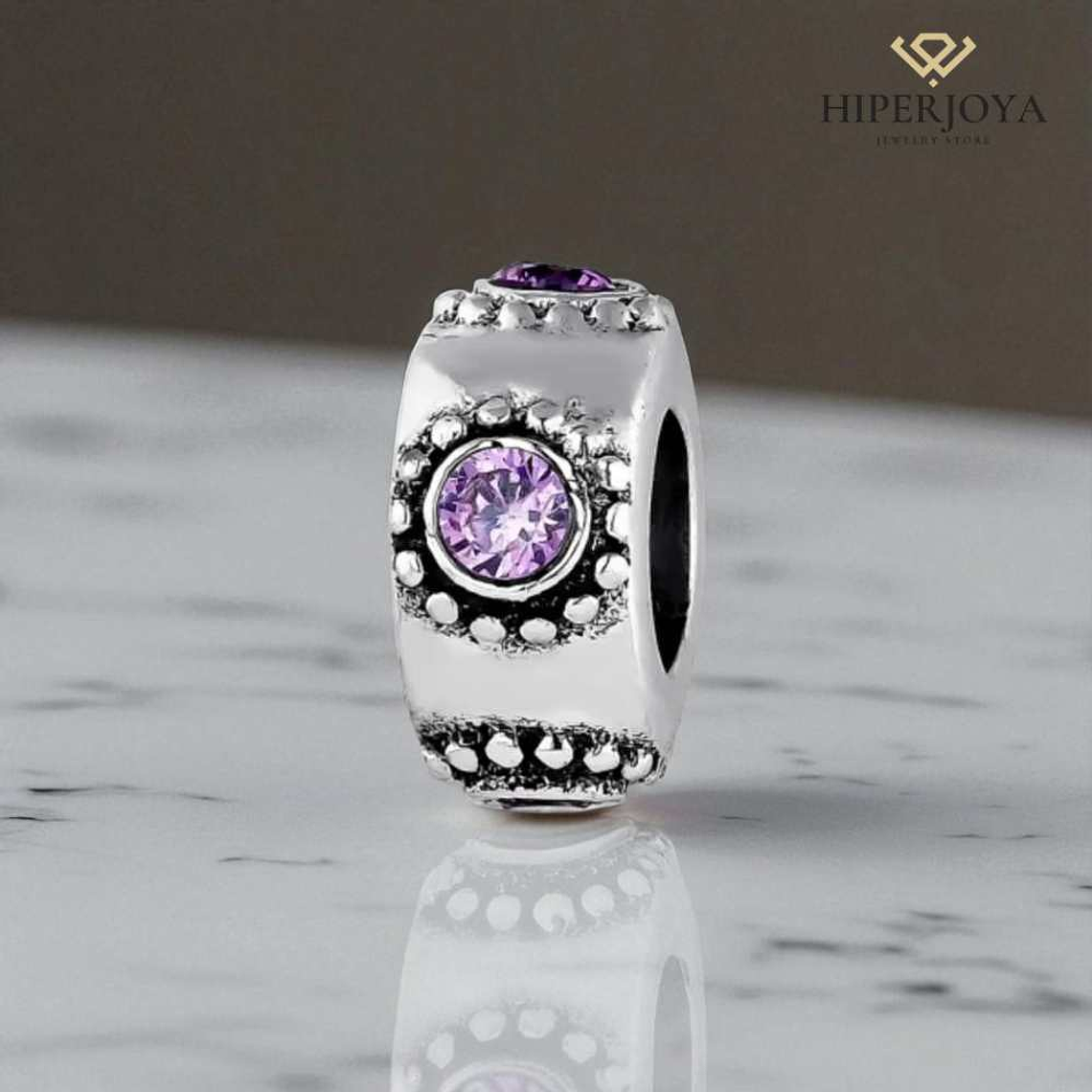 Abalorio emoción morado plata 2