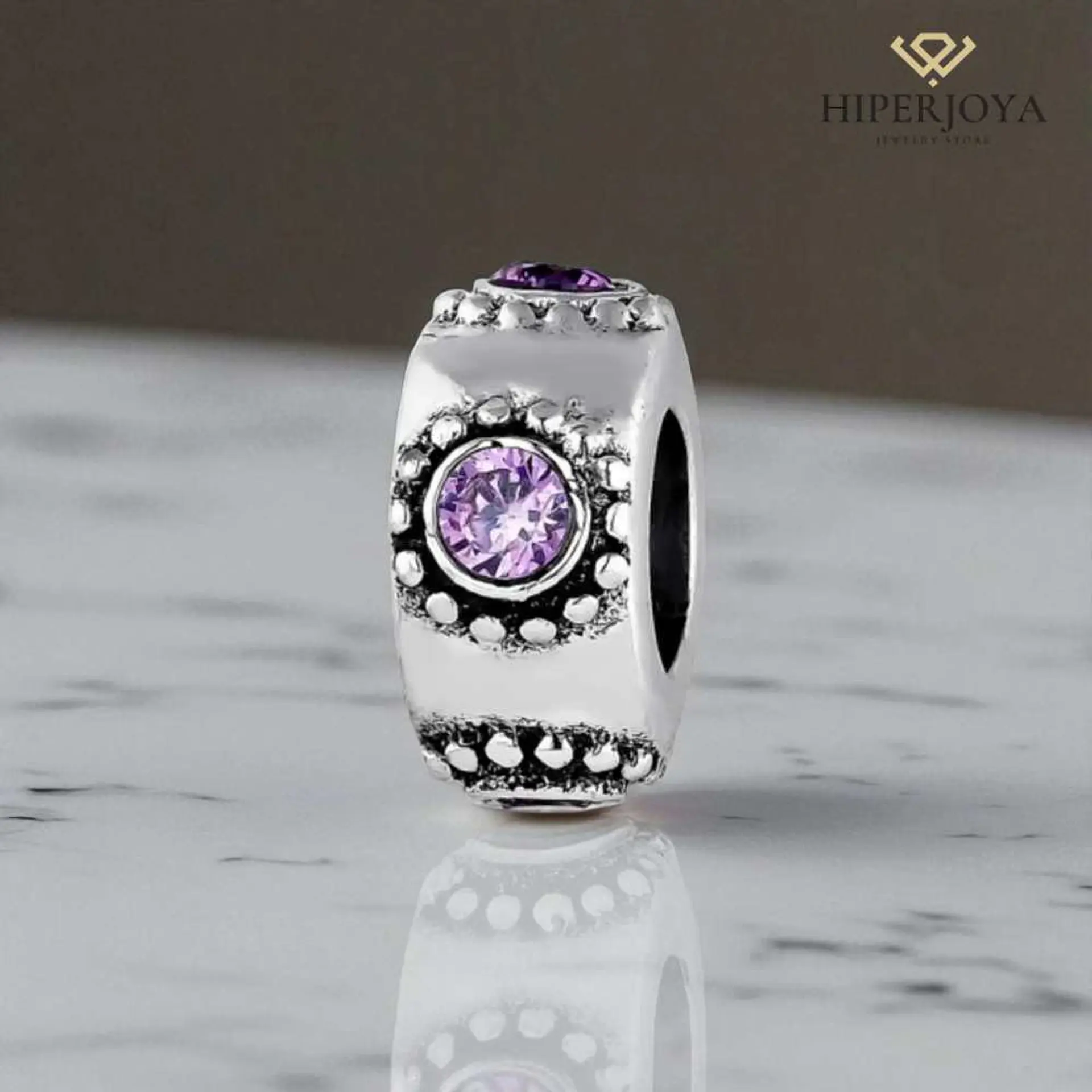 Abalorio emoción morado plata 2