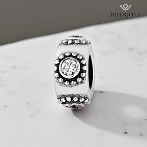 Abalorio emoción rosa plata 