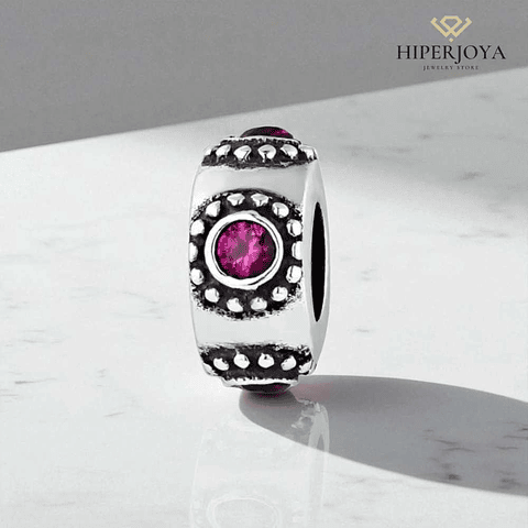 Abalorio emoción fucsia plata