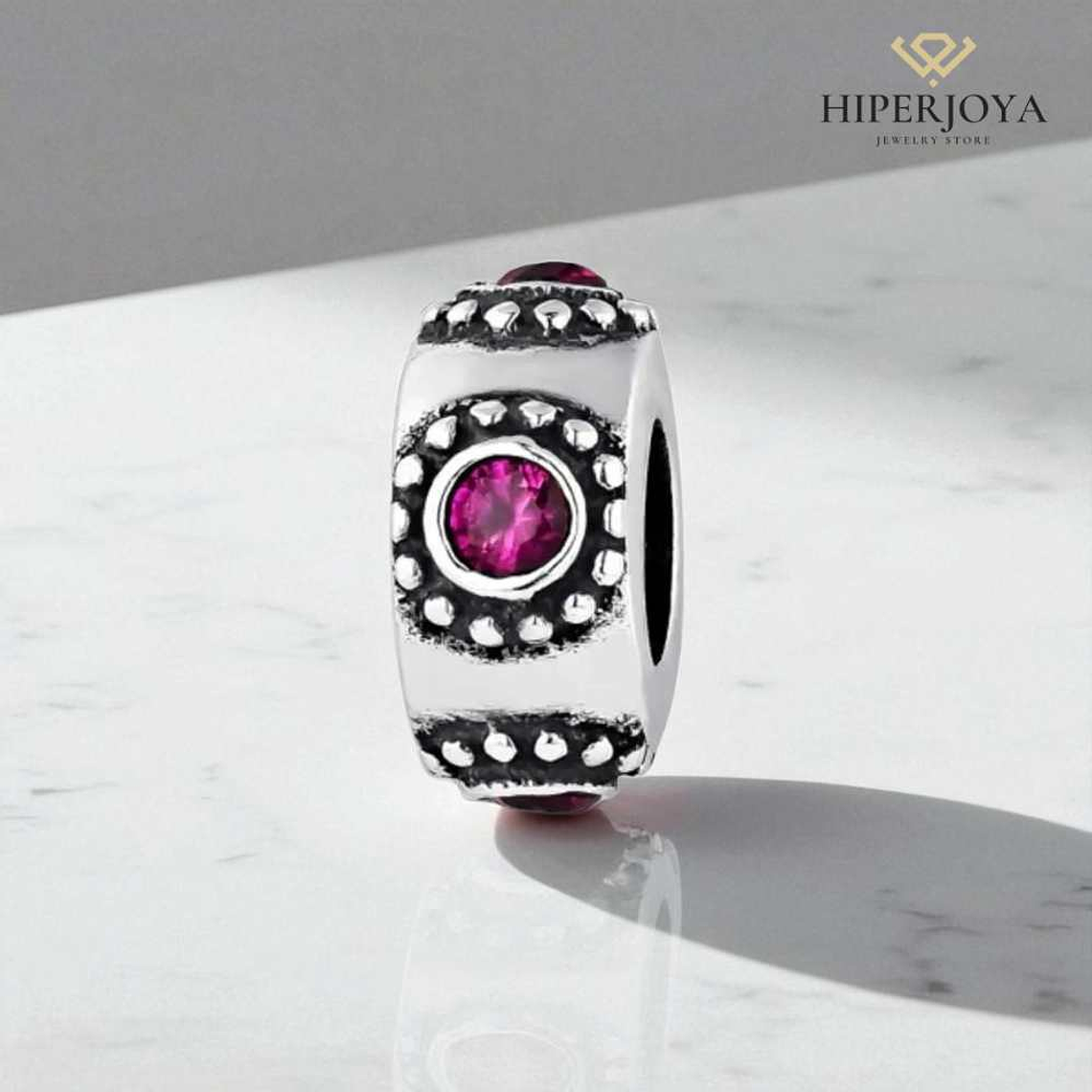 Abalorio emoción fucsia plata 2