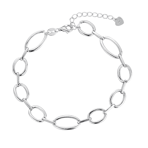 Pulsera de plata rodiada círculos y óvalos