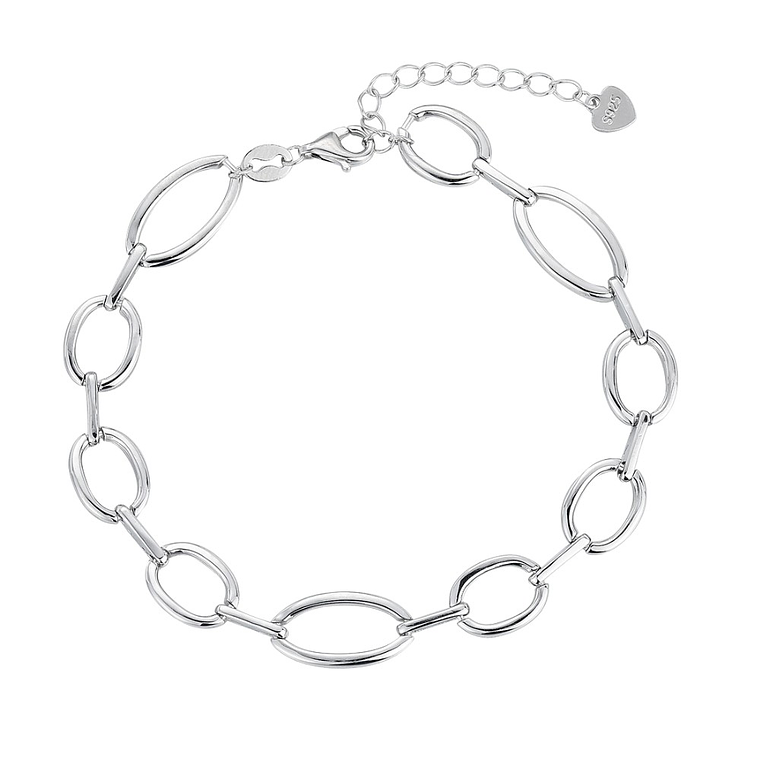 Pulsera de plata rodiada círculos y óvalos 1