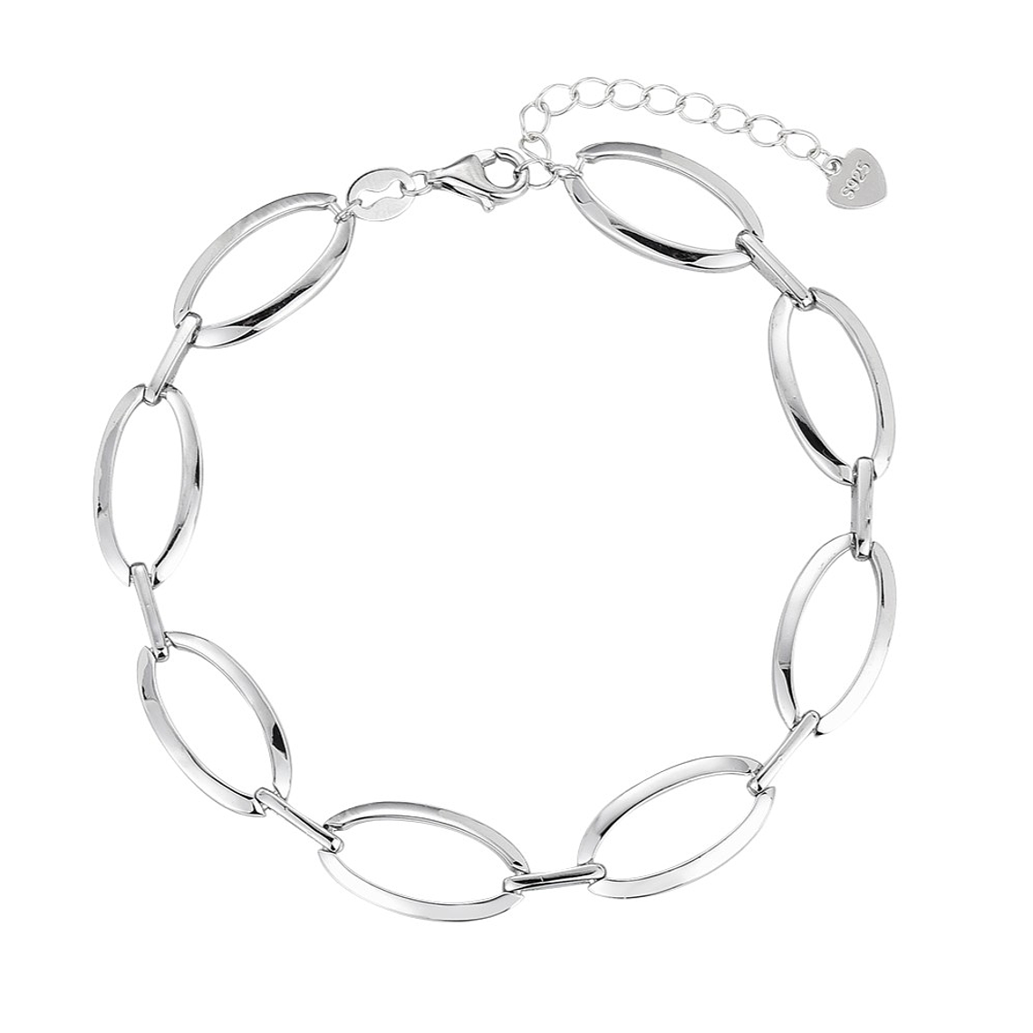Pulsera de plata rodiada óvalos 1