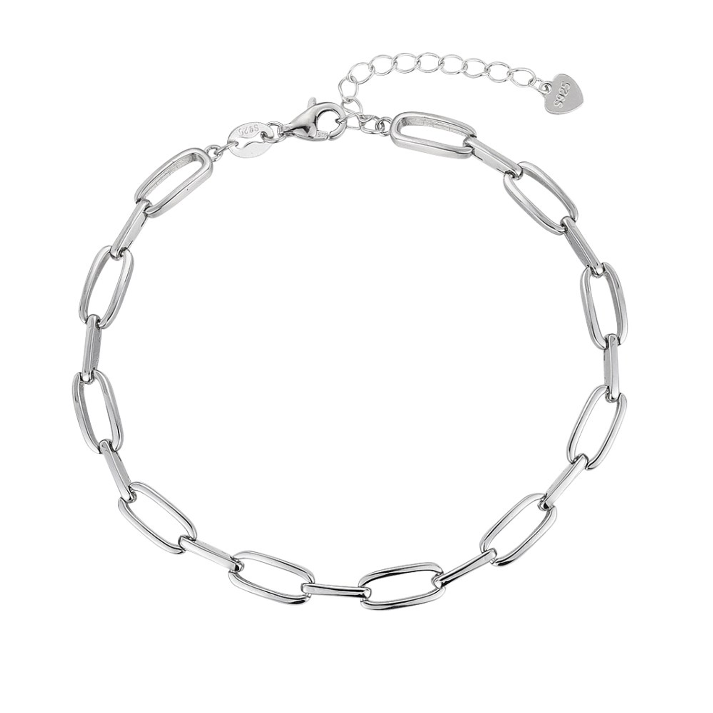 Pulsera en plata rodiada óvalos 1