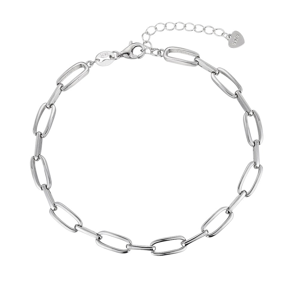 Pulsera en plata rodiada óvalos 1