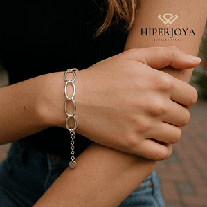 Pulsera de plata eslabones óvalos