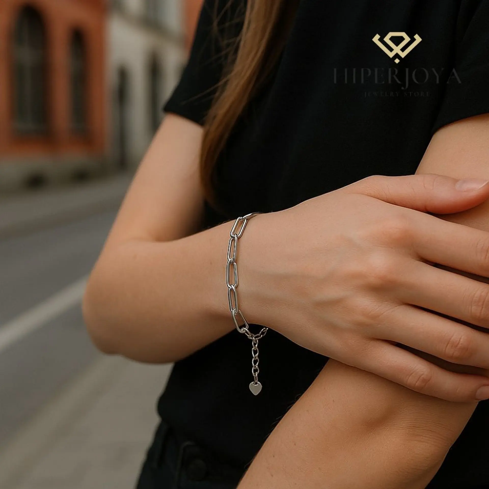 Pulsera en plata rodiada óvalos 2
