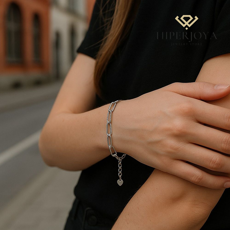 Pulsera en plata rodiada óvalos 2