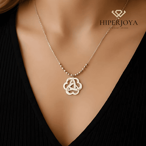 Colgante corazones enlazados plata