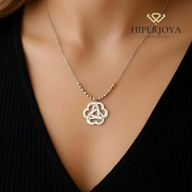 Colgante corazones enlazados plata 2