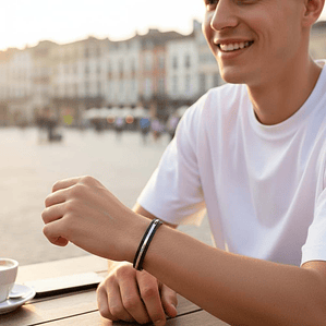 Brazalete de hombre con acero combinado 