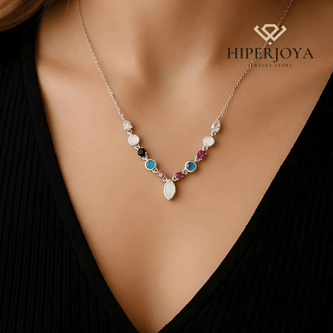 Collar fiore en plata de ley 