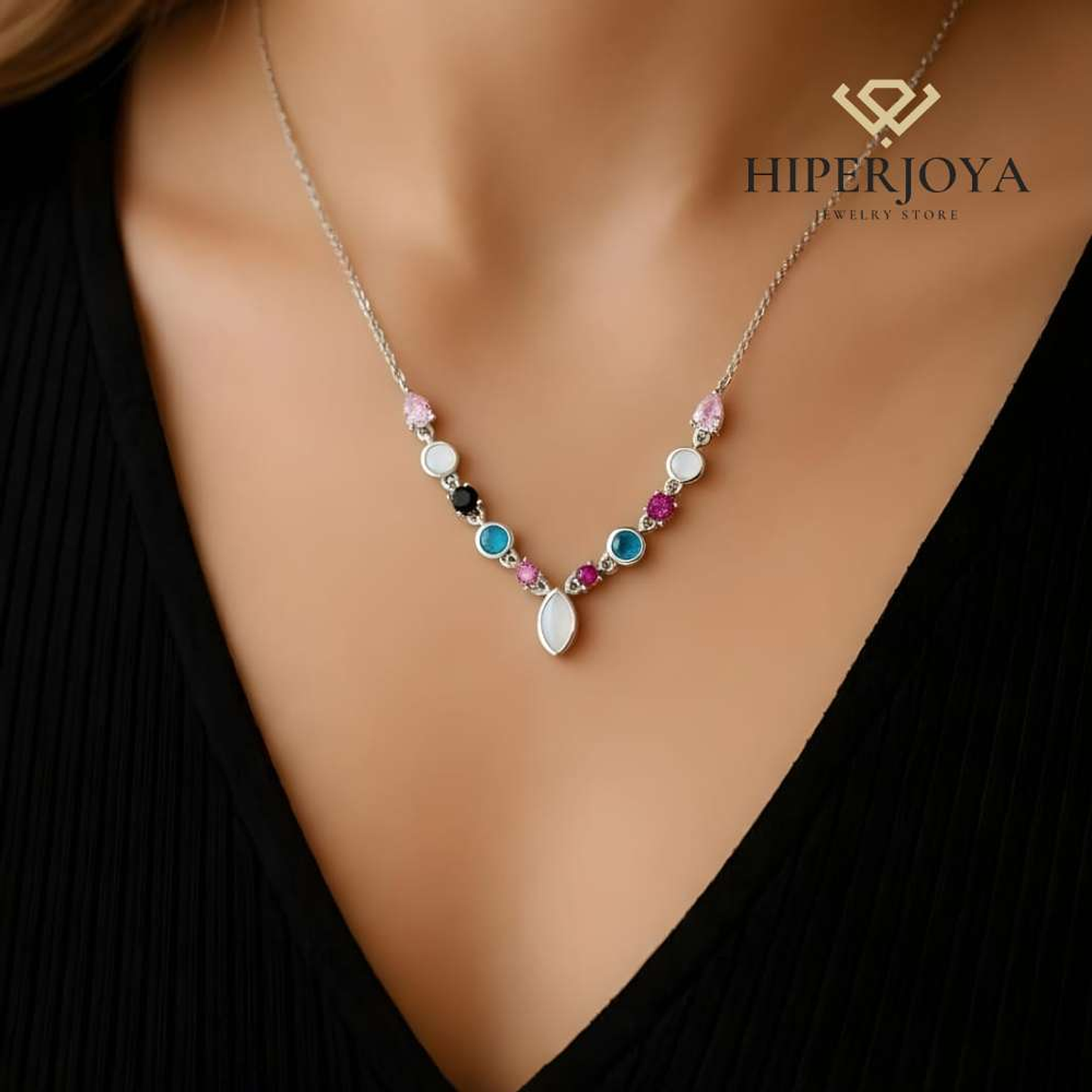 Collar fiore en plata de ley  2