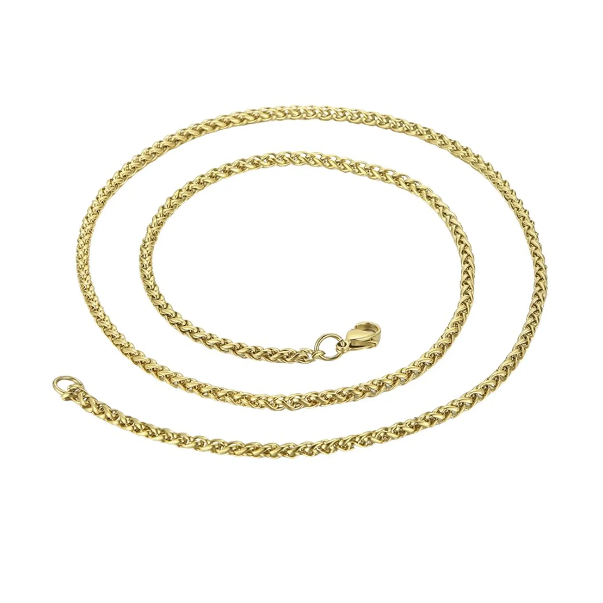 Cadena de acero con baño de oro 1