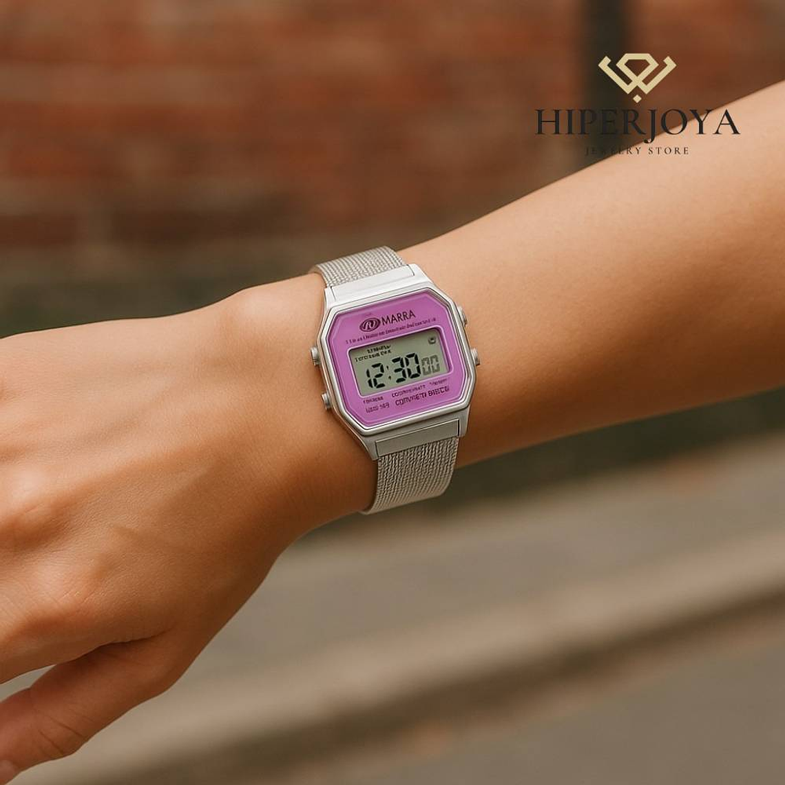 Reloj digital pantalla LCD color lila 2