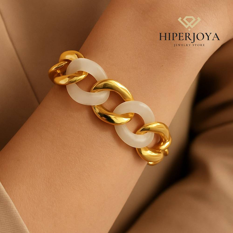 Pulsera acero barbado blanco  2