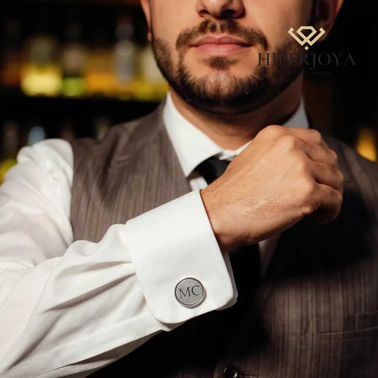 Gemelos personalizado iniciales plata 2