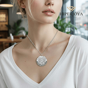 Colgante personalizado nombre flores plata 