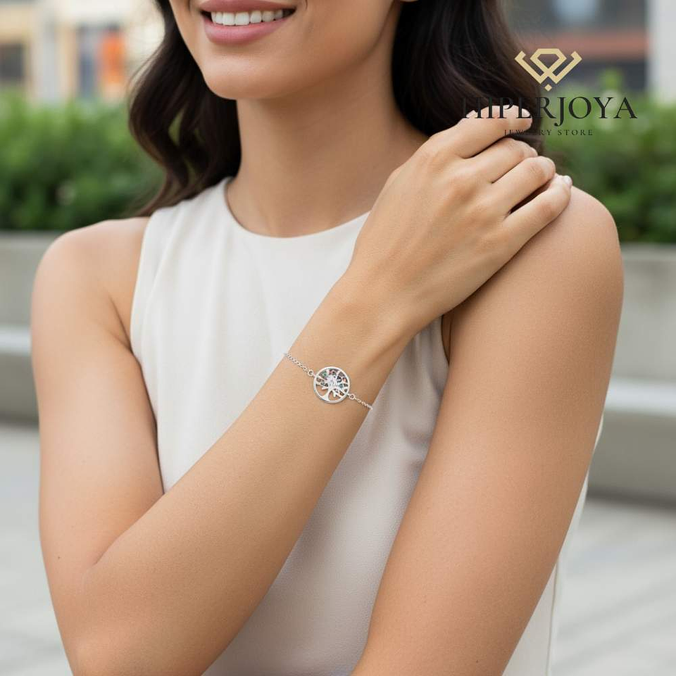 Pulsera árbol de la vida plata  2