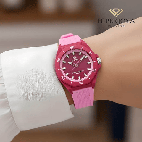 Reloj de plástico y silicona rosa 