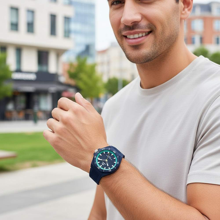 Reloj azul de silicona y plástico para caballero  2